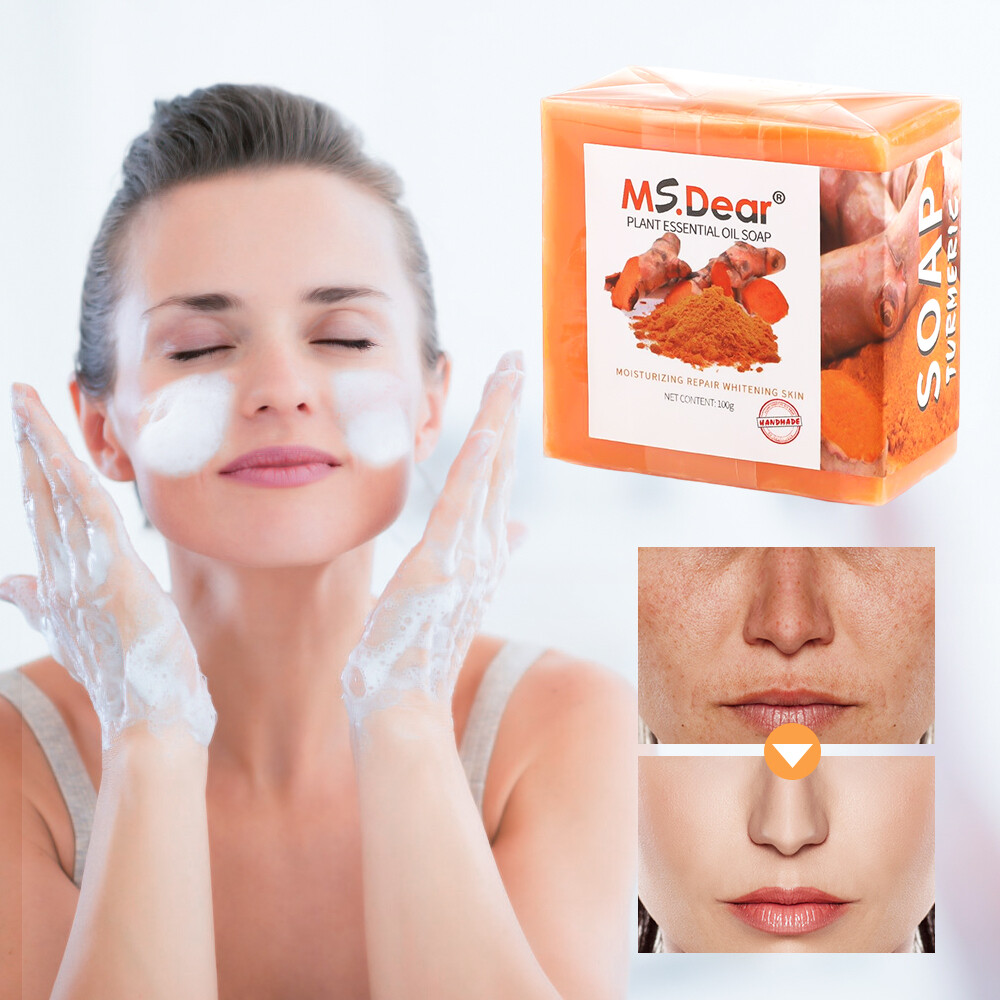 2 PCS Turmeric Soap Bar, Natural Bar Soap for Face & Body, Tumeric Bar Gift US