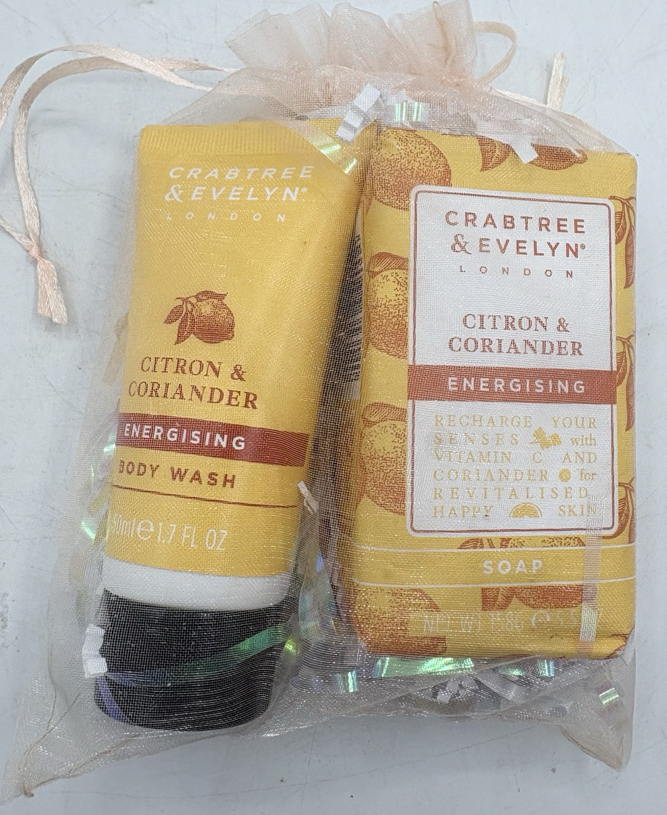 Crabtree & Evelyn Citron & Coriander Energising Bar Soap 5.5 oz Body Wash 1.7 Oz