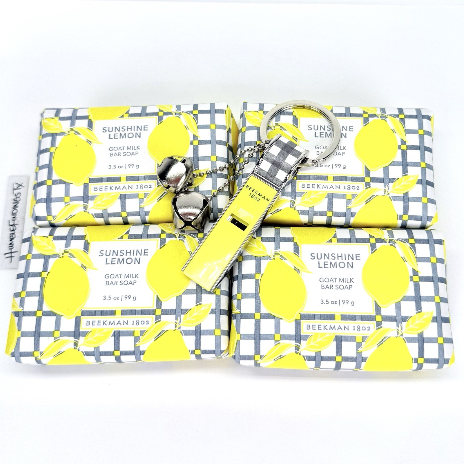 4x Beekman 1802 BROWN LEMON SUNSHINE Bar Soap & Whistle 3.5oz NEW Limited Editio