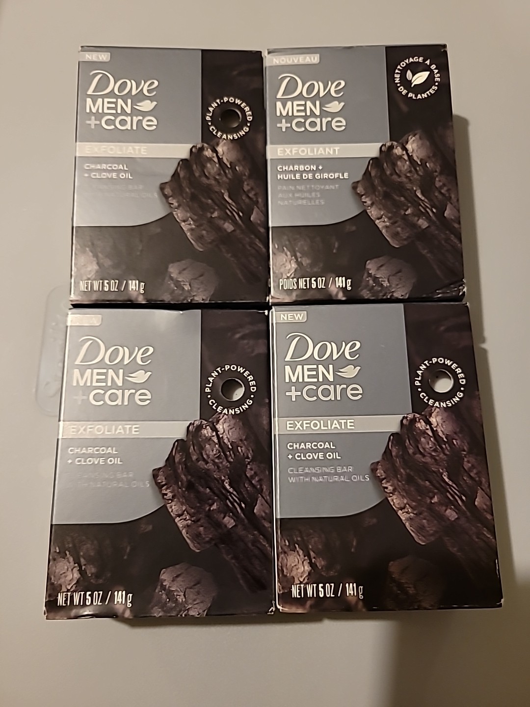 4X Dove Men Care Exfoliate Cleansing Bar – 5 oz (141 g) – Charcoal and Clove Oil