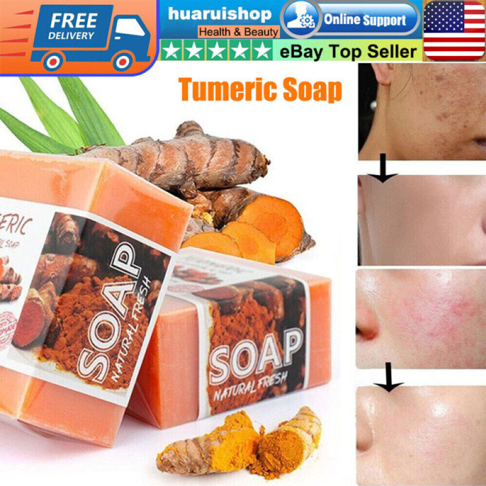 5x Turmeric Soap Face Cleansing Anti Acne Skin Brighten Remove Pimples Dark Spot
