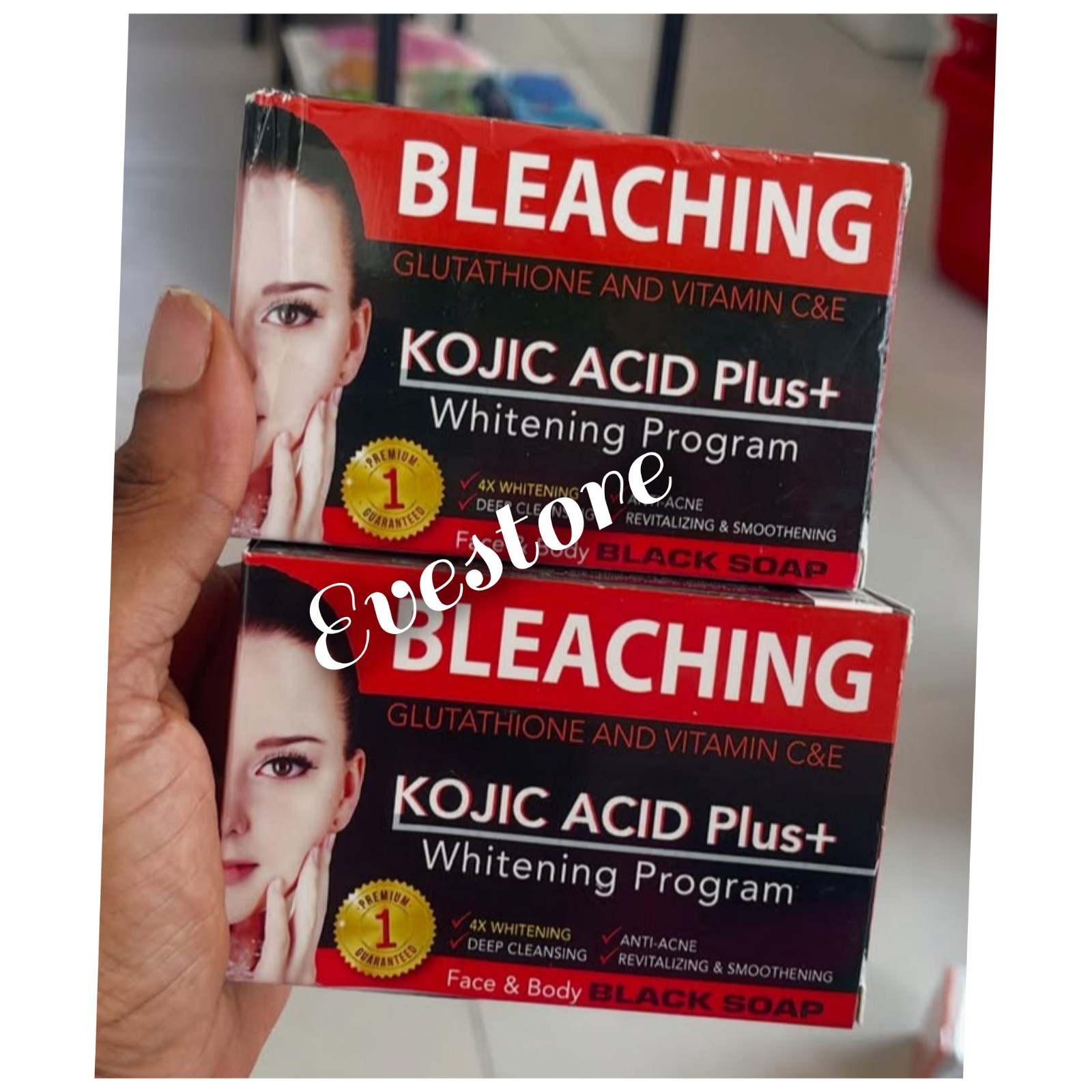 2x Kojic Acid Plus+ Whitening Program Black Soap Vit C&E Bleach (2 Pcs)