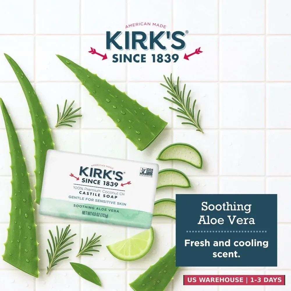 Kirk’s Castile Bar Soap for Men, Women & Children – Made with Premium Coconut Oi