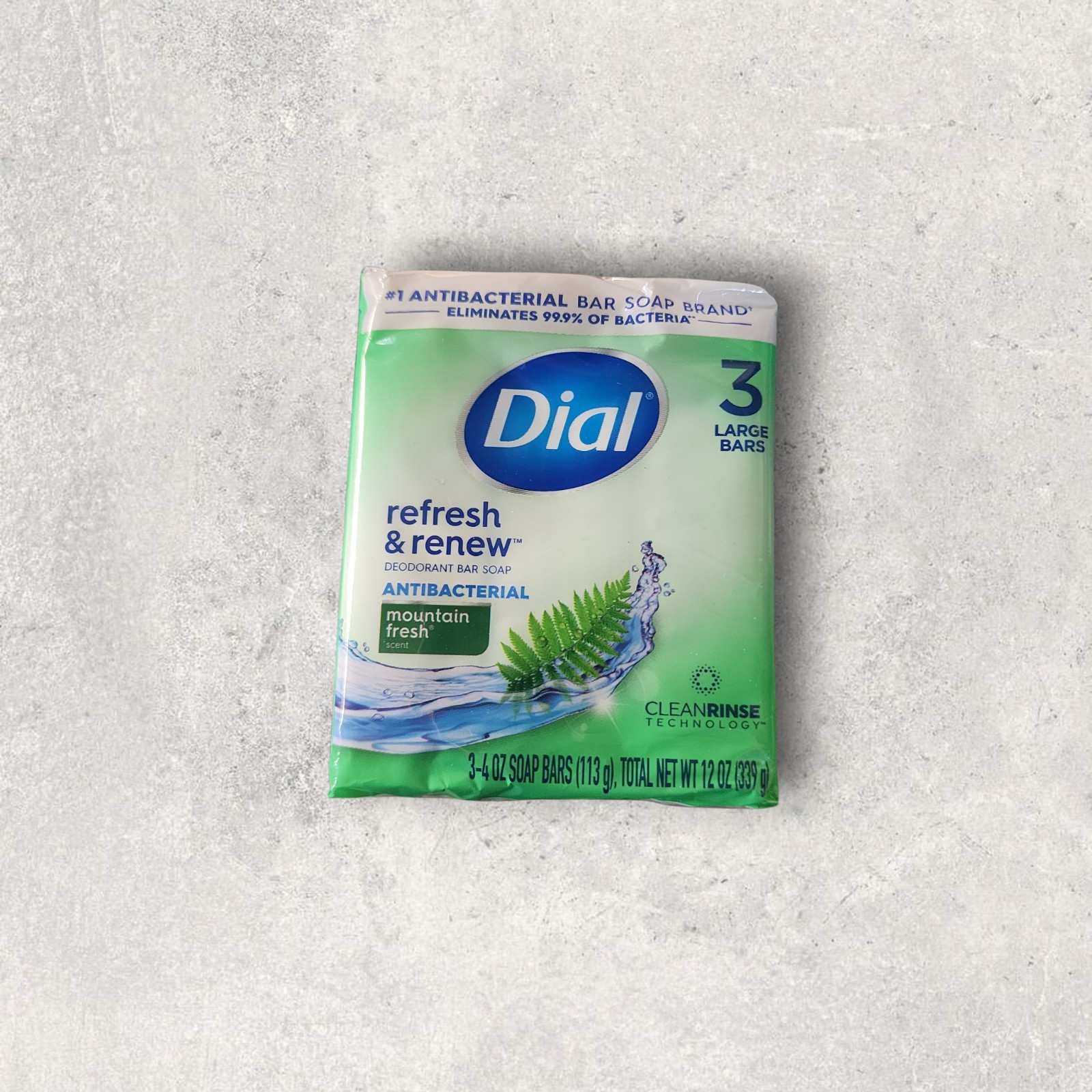 Dial Mountain Fresh Antibacterial Soap Bars 3 x 4 oz New Sealed Refresh & Renew