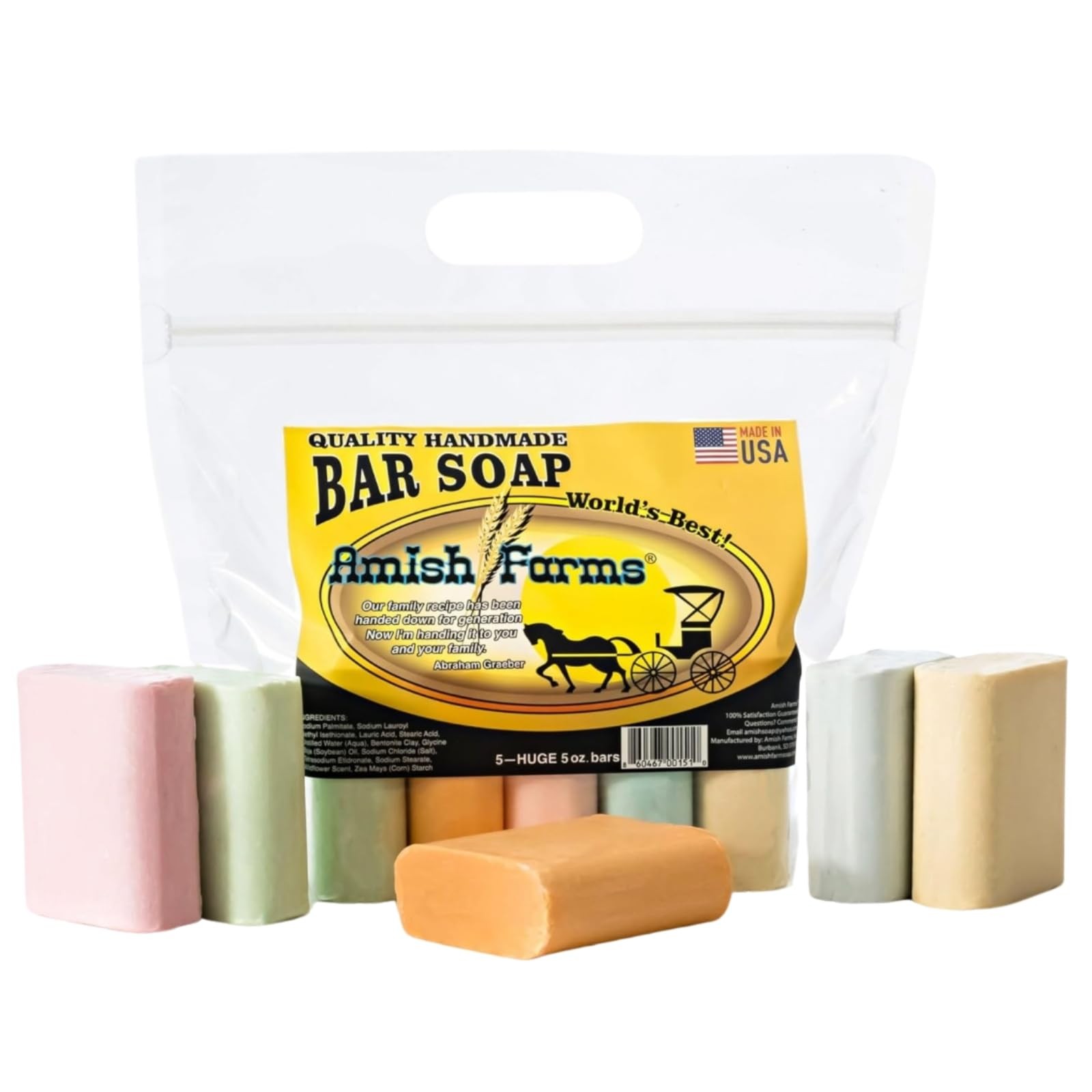 Amish Farms Soap Bar with All Natural Bentonite Clay | Made in USA Vegan