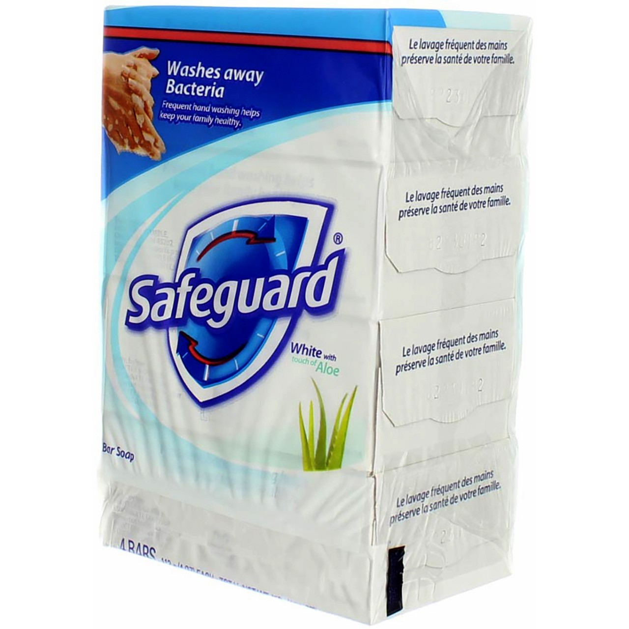 5 Pack Safeguard Antibacterial Deodorant Bar Soap, White with Aloe, 4 oz, 4 Ct