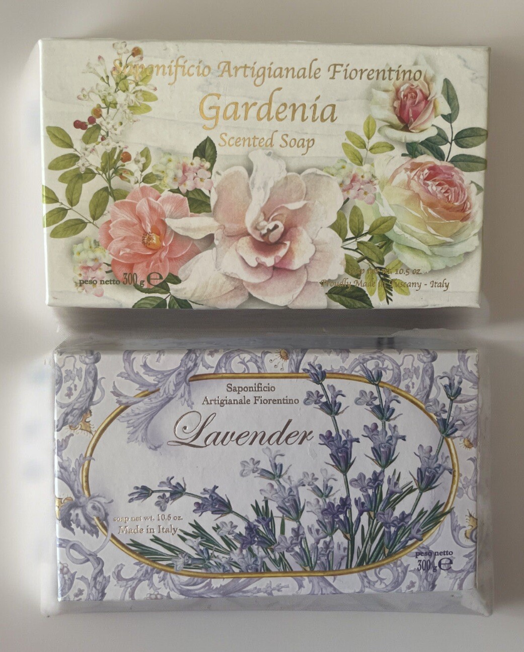 Saponificio Artigianale Fiorentino LAVENDER and GARDENIA 10.5oz (2) Bar Soaps