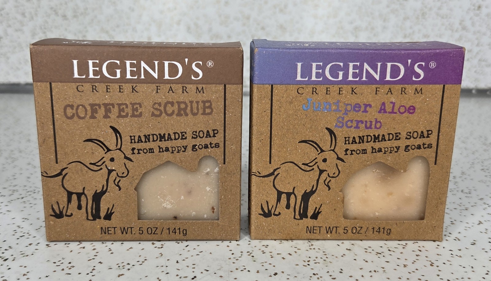 Legend’s Creek Farm Handmade Goat Milk Soap Juniper Aloe & Coffee 5 Oz Lot Of 2