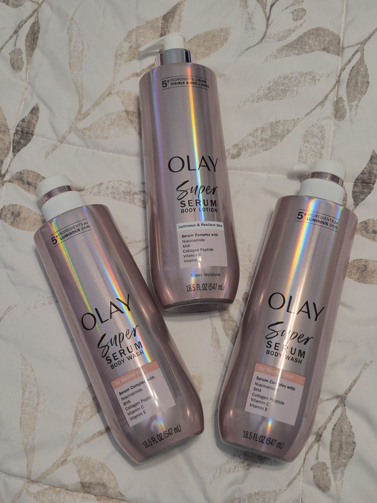 LOT OF 3: Olay Super Serum Body Wash (2) Plus Body Lotion Normal Skin Set *NEW*
