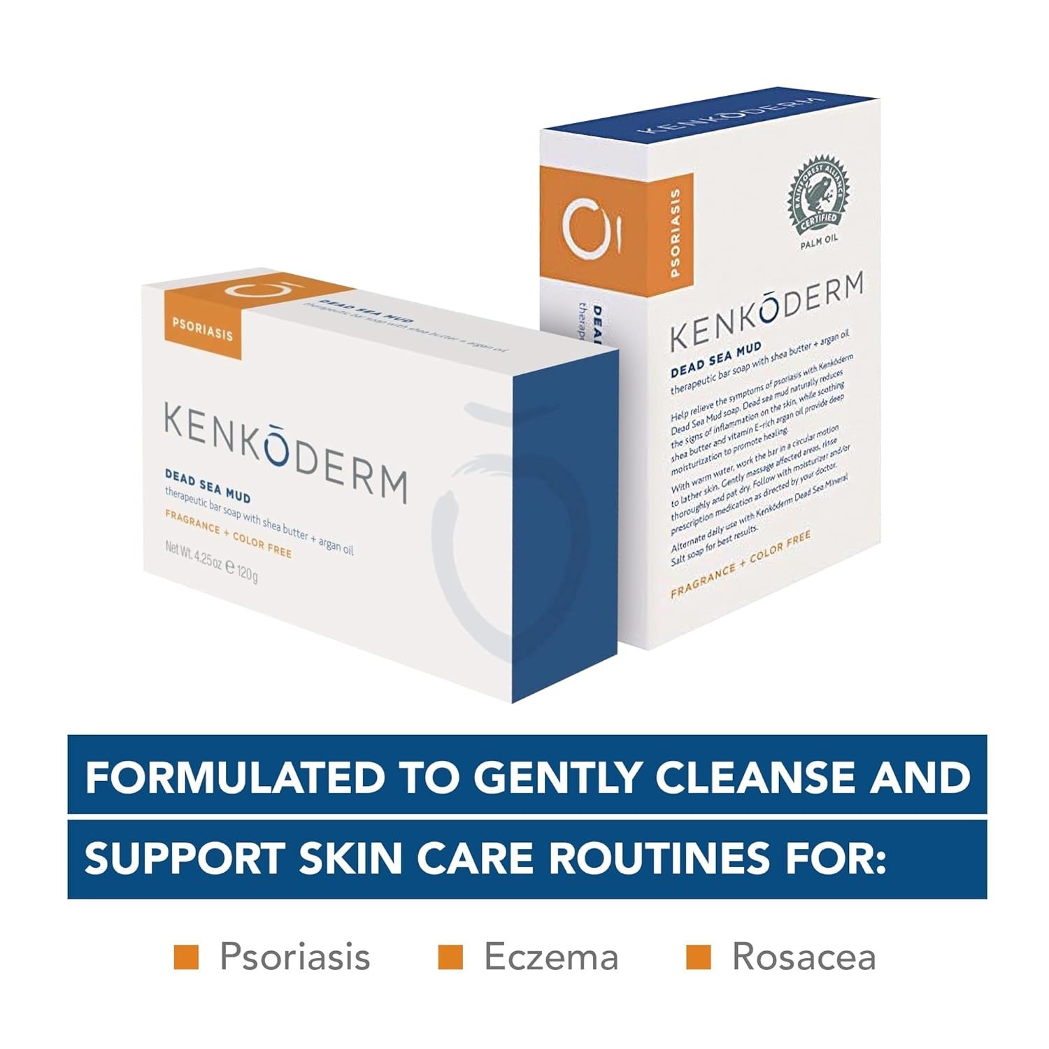 Kenkoderm Psoriasis Dead Sea Mud Soap with Argan Oil & 4.25 Ounce (Pack of 4)