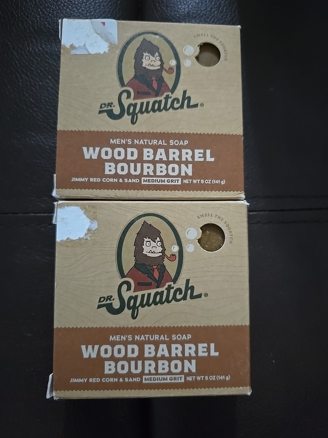 2 DR. SQUATCH MEN’S NATURAL SOAP WOOD BARREL BOURBON 5 OZ BAR NEW (J52)