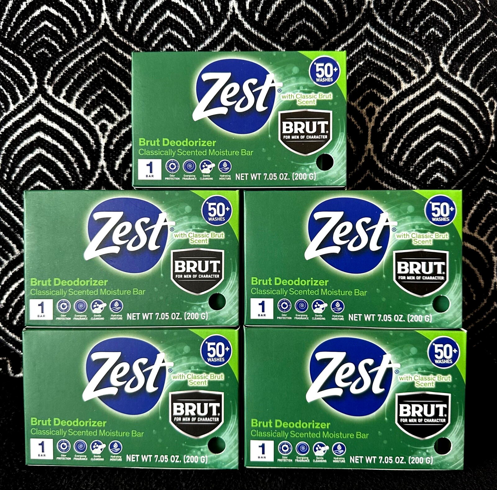 🌺5pk ZEST BRUT DEODORIZER CLASSICALLY SCENTED MOISTURE SOAP 50+ WASHES A BAR 💎