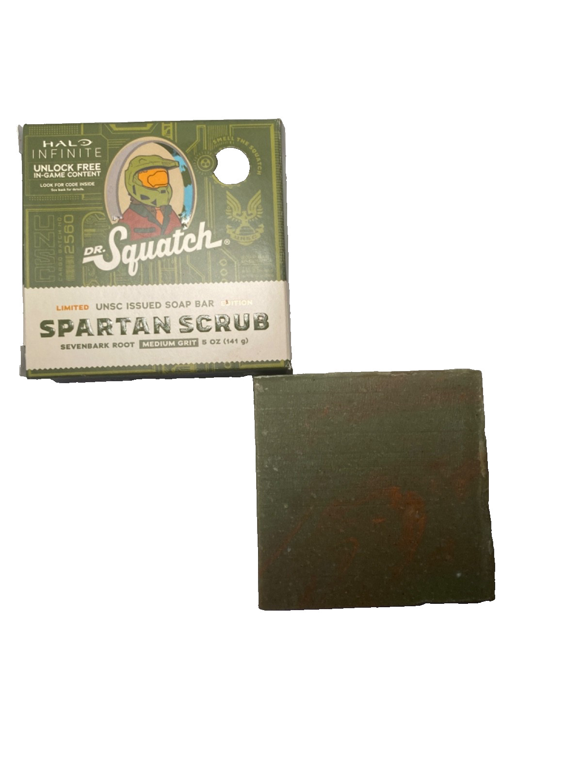 Dr. Squatch Halo Infinite Spartan Scrub Soap Bar Limited Edition Sealed 5 oz