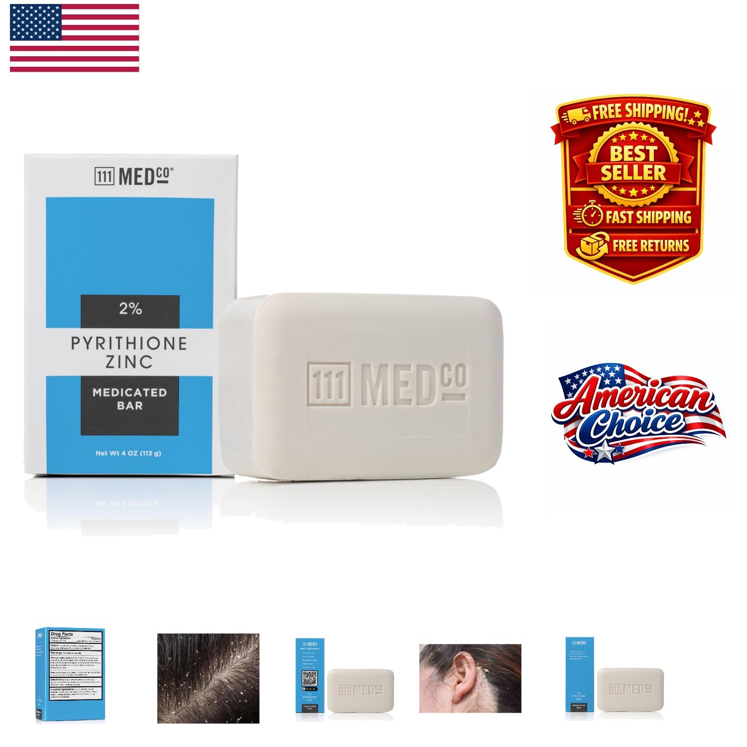 4 oz Pyrithione Zinc Cleansing Bar – Effective Anti-Dandruff Soap for Itchy Skin