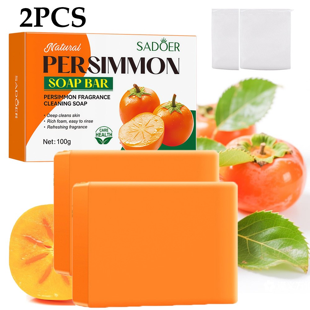 2 PCS Natural Persimmon Soap Bar for Body Odor Control, Organic Body Wash Soap