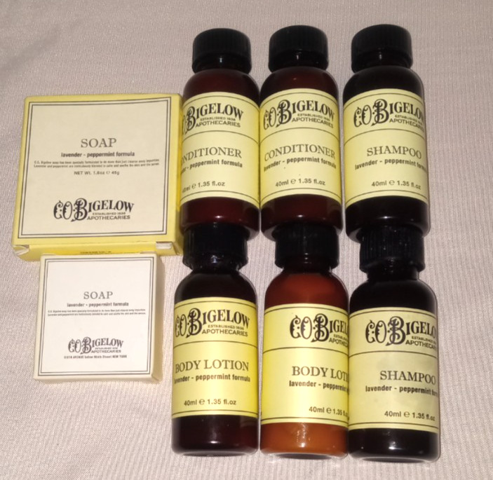 CO Bigelow Lavender Peppermint Formula Soap Shamp Cond & Lotion Travel Lot