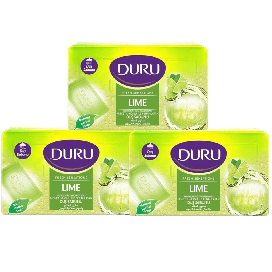 3x150g DURU Fresh Sensations Lime Citrus Lemon Refreshing Shower Bar Herbal Soap