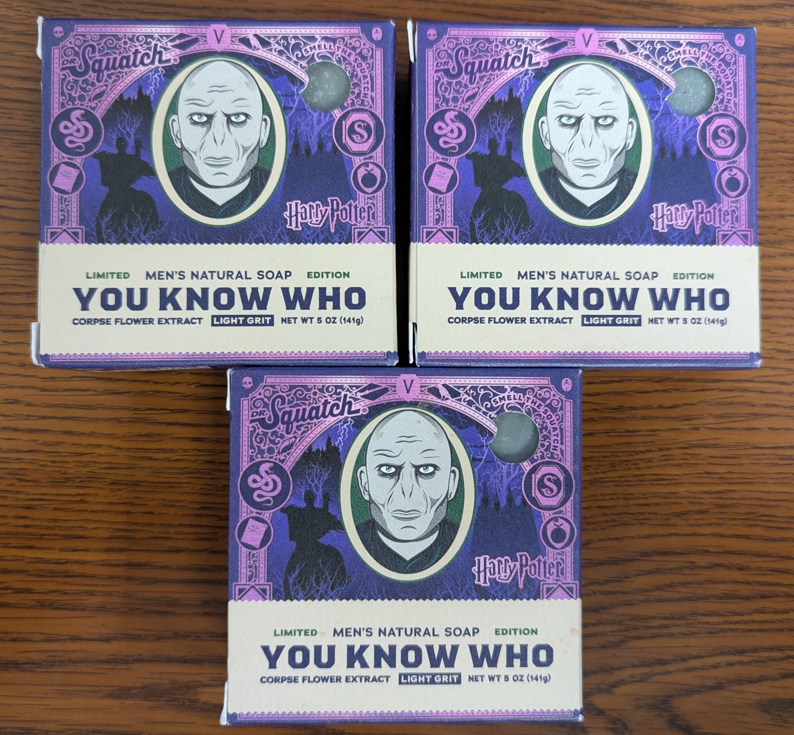 3 DR. SQUATCH LIMITED EDITION HARRY POTTER “YOU KNOW WHO” MEN’S NATURAL BAR SOAP