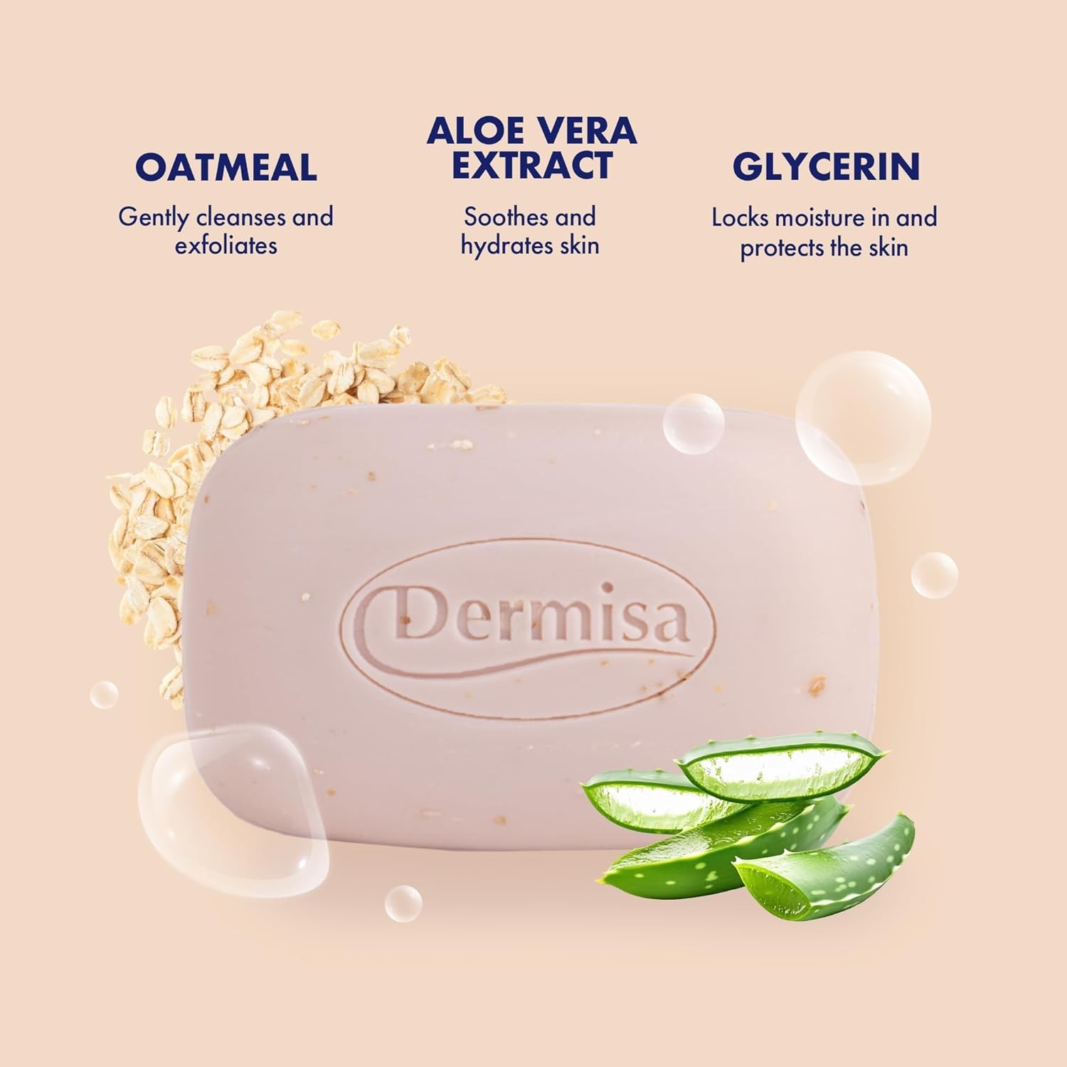 Oatmeal Exfoliating Soap Bar with Aloe Vera – Nourishing 3 oz for All Skin Types