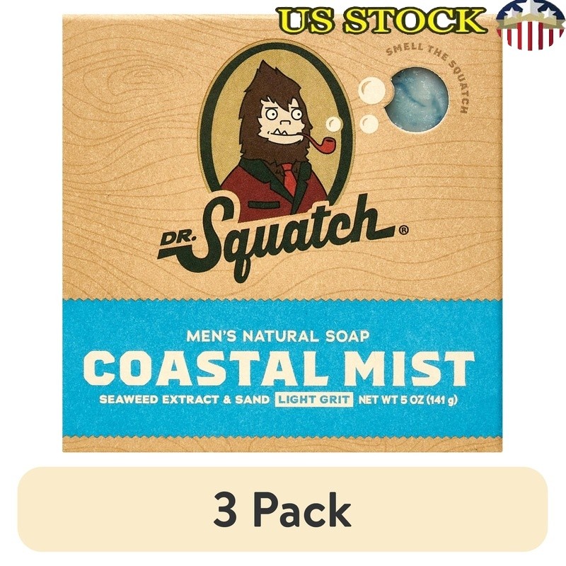 Natural Bar Soap Men 3 Pack Moisturizing Coconut Oil Fresh Scent Daily Use