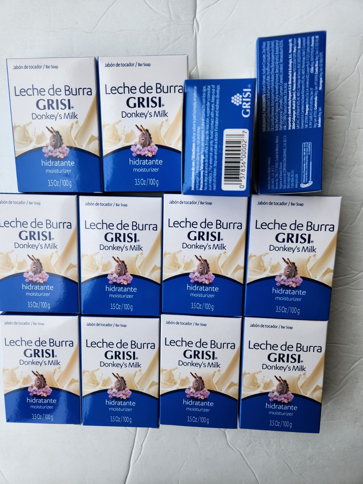 12 BARS SOAP GRISI DONKEY’S MILK MOISTURIZER LECHE DE BURRA 3.5 OZ JABON TOCADOR