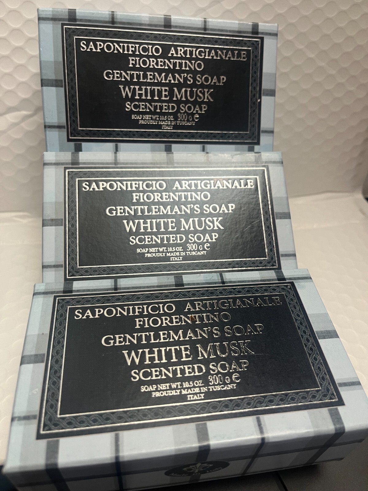 SAPONIFICIO ARTIGIANALE GENTLEMAN’S SOAP WHITE MUSK SCENTED,SOAP(3PIECES)10.5
