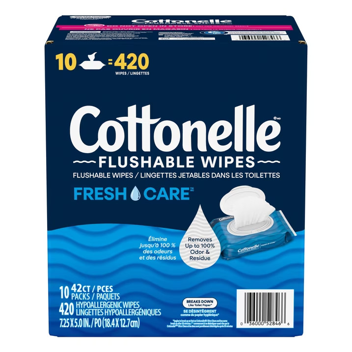Cottonelle Fresh Care Flushable Wet Wipes, 10 Flip-Top Packs FREE SHIPPING
