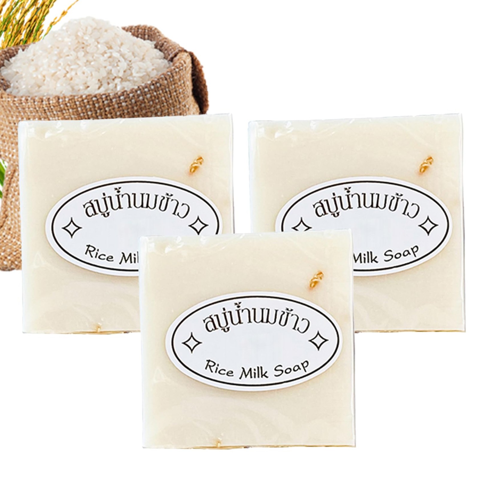 XMXueMei 3PCS Rice Soap for Face, Milk 0.19 Ounce (Pack of 3)