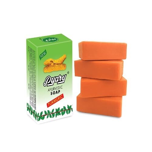 3 pcs Pyary ayurvedic turmeric soap 75 gms natural vegetable source صابون الكركم