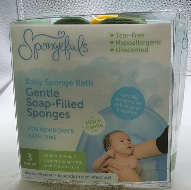 Spongefuls Baby Sponge Bath Gentle Soap-Filled Sponges, 3 count