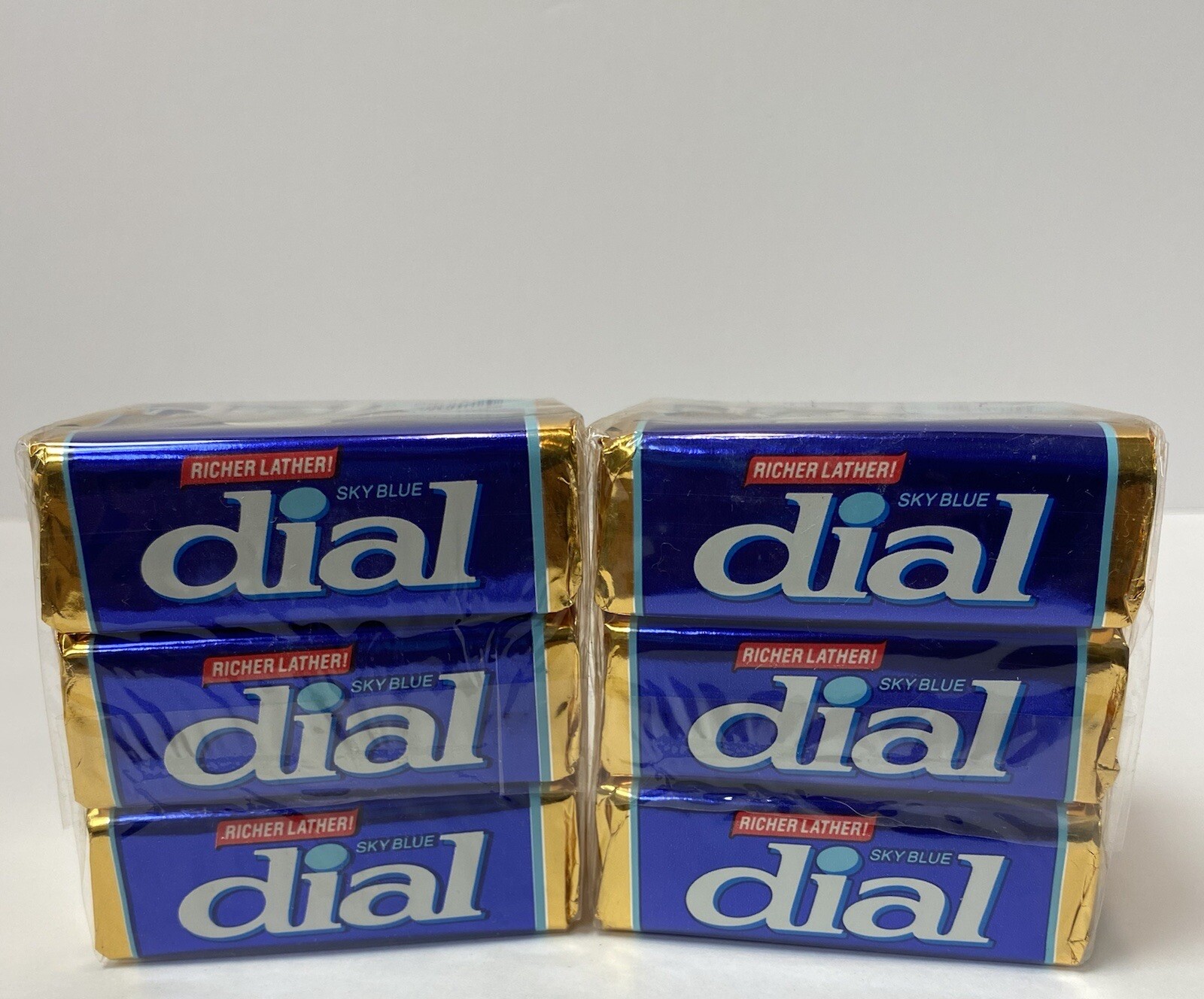 6x Vintage 80s Dial SKY BLUE Bar Soap 3.5oz each NEW OLD STOCK Movie Prop