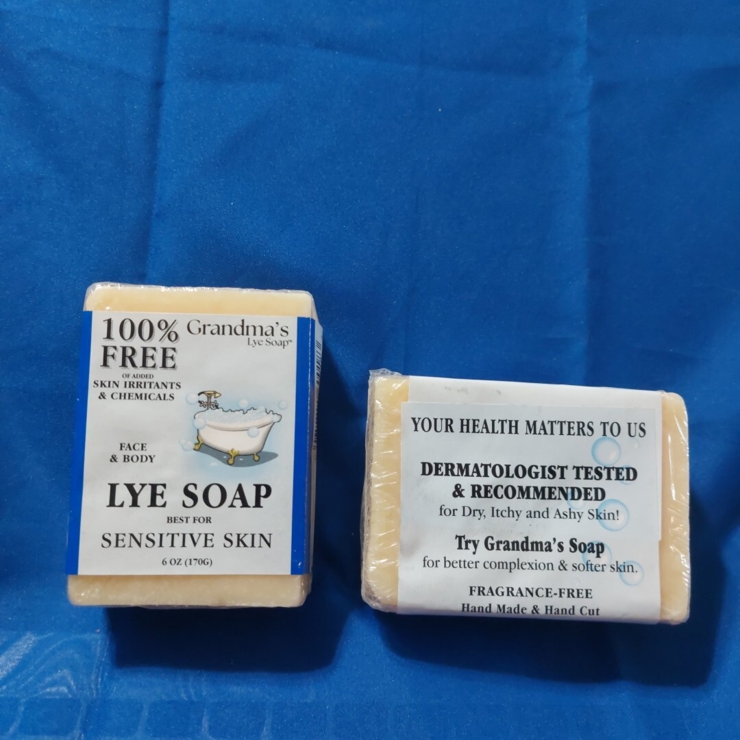 Grandma’s Pure & Natural Lye Soap 6oz No Fragrance Bar Soap (QTY 2 pack)
