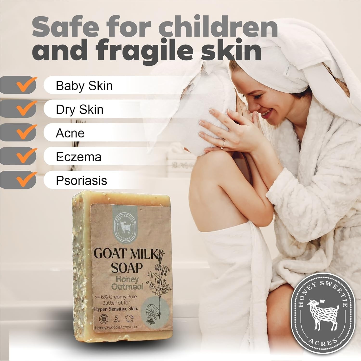 Honey Sweetie Acres 5-Pack Handcrafted Goat Milk Soap Skin Soothing