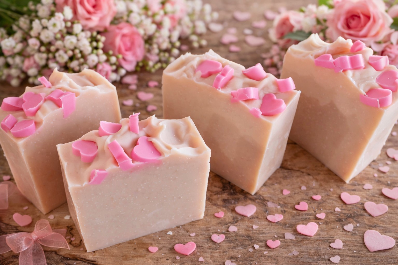 Hearts! Handmade Tallow Soap. Berry. Goat Milk Soap. Aloe. Gift. Bath Bar.