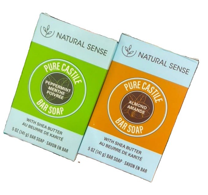 12 NATURAL SENSE Peppermint (6 )Almond (6)Plant Based Pure CASTILE Shea Butter
