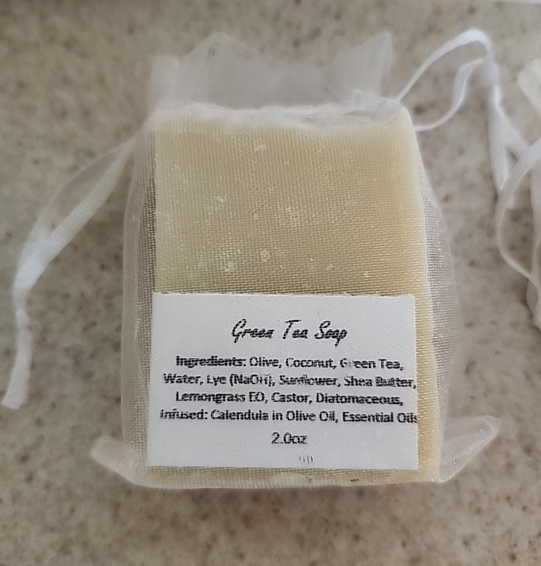 Green Tea Handcrafted Shampoo Bar Natural 2 Bars 2oz Ea