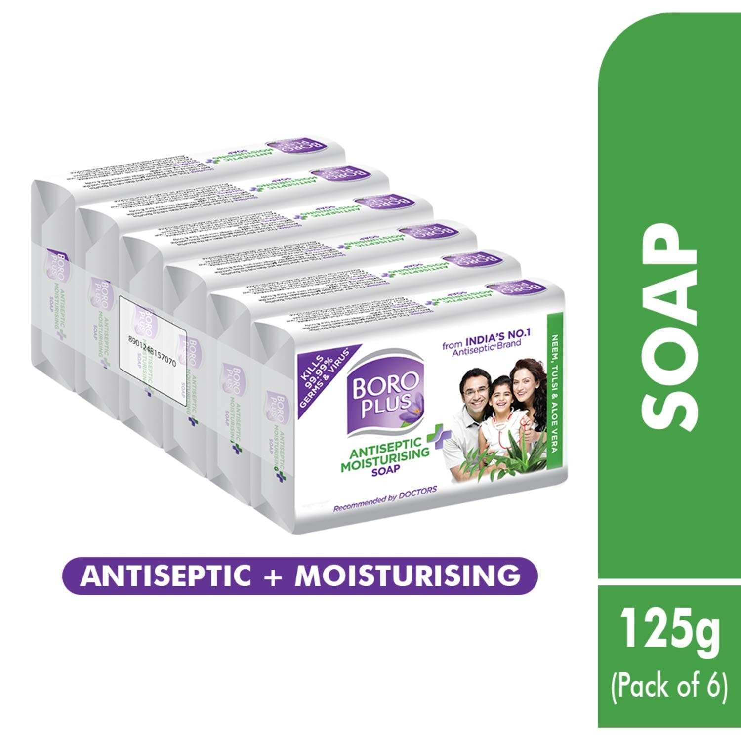 Antiseptic & Moisturising Bathing Soap 99% Germ And Virus Protection (Pack of 6)