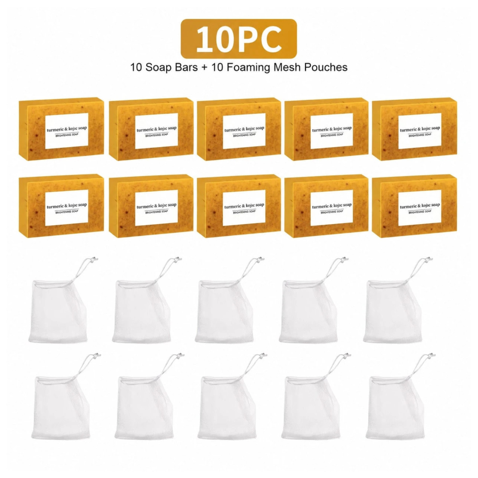 Turmeric Acid Soap Lemon Brightening Soap Bar Handmade Cleansing Mesh Net