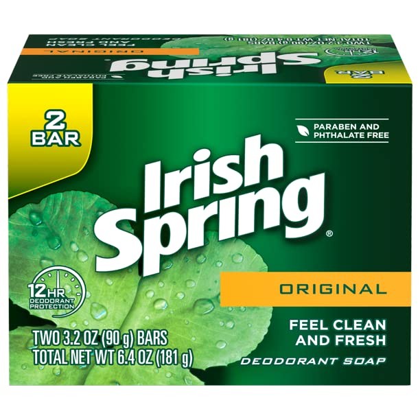 Irish Spring Original Deodorant Bar Soap 6.4 Oz Classic Fresh Clean Scent