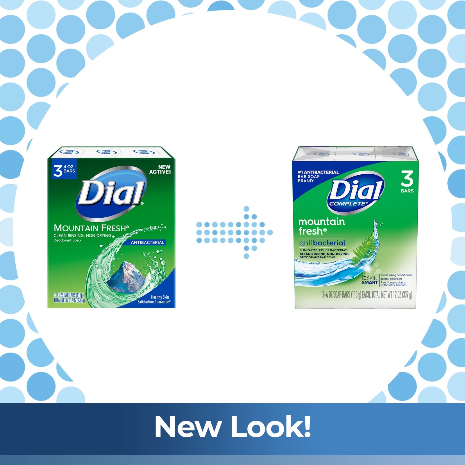 Dial Completee Mountain Fresh Antibacterial Soap 4oz. Bars, 3 Count – Pack of 2