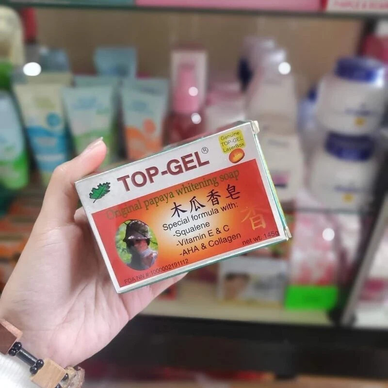 2X Top Gel Original Papaya Whitening Soap 145g Squalene Vitamin E, C, Collagen