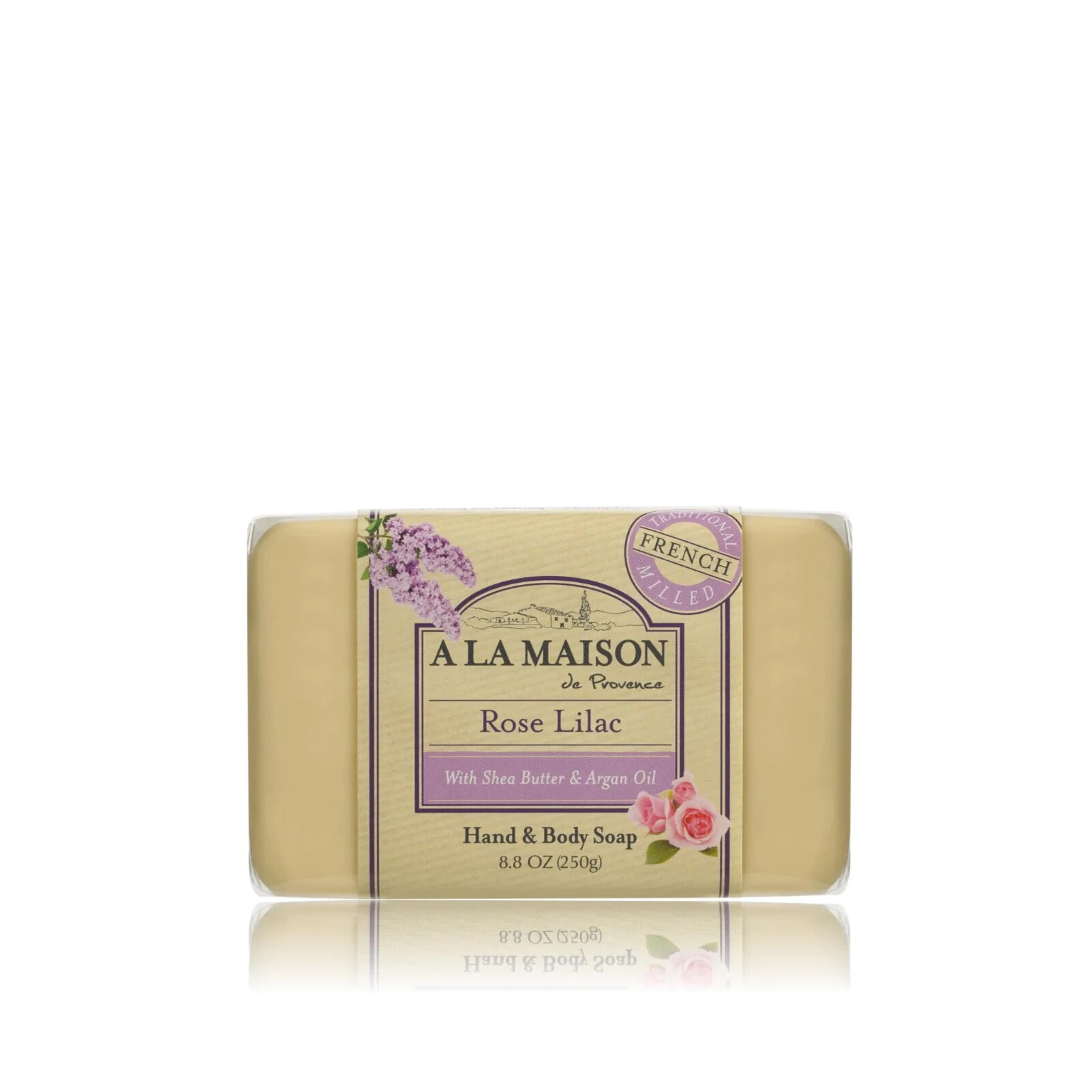 A La Maison De Provence Bar Soap Rose Lilac With Shea Butter & Argan Oil 8.8 oz