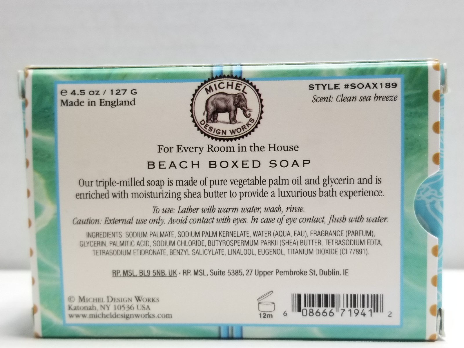Michel Design Works BEACH Moisturizing Shea Butter Soap Bar Scent Sea Breeze New