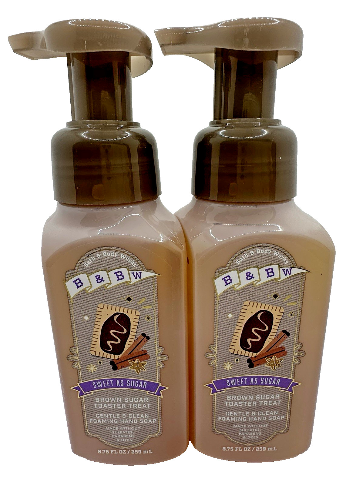 Bath & Body Works Sweet As Sugar Brown Sugar Toaster Treat Foaming Soap x2