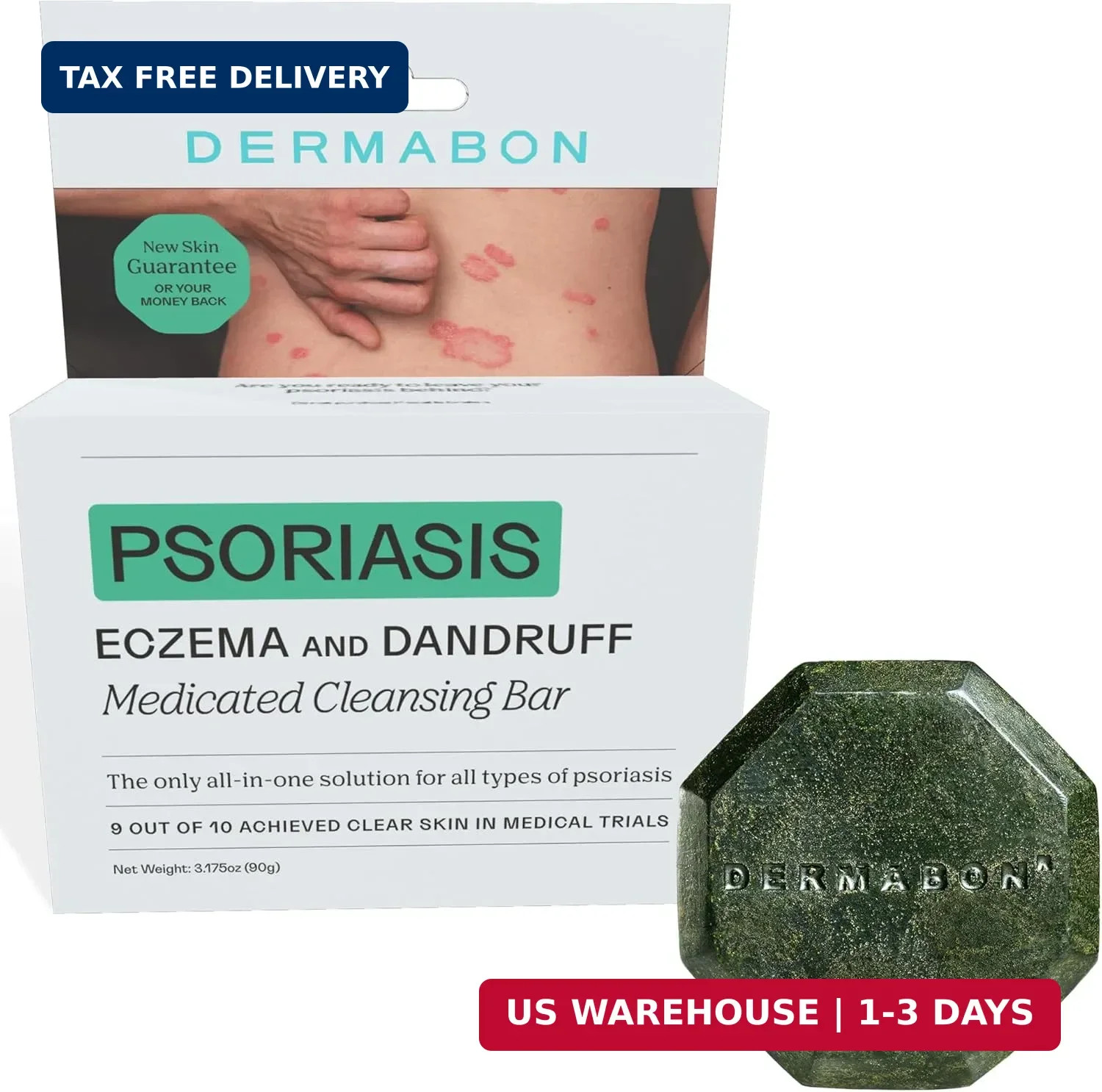 Dermabon Psoriasis, Dermatitis & Dandruff Control Soap Bar with 2% Coal Tar as A