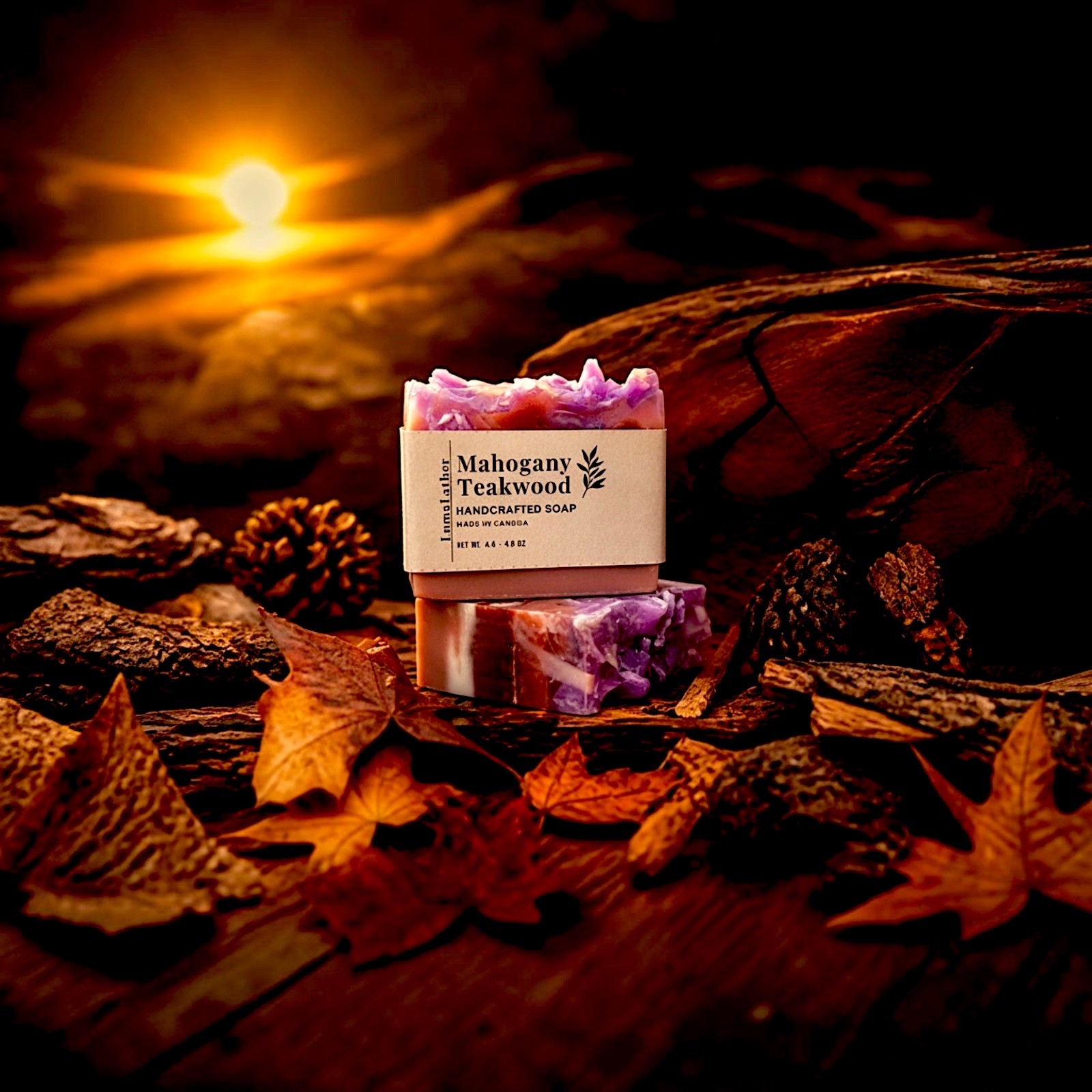 LumaLather Mahogany Teakwood Handmade Soap Bar – Moisturizing Artisan Bath Soap