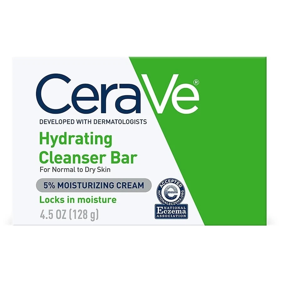 CeraVe Hydrating Cleanser Bar, Soap-Free Body 3-Pack, 4.5 Ounce Each
