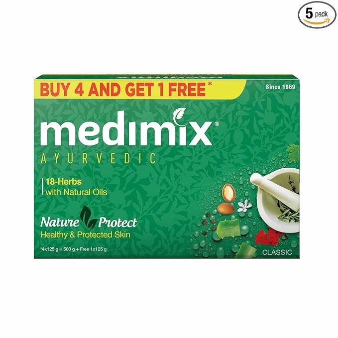 Medimix Ayurvedic Classic 18 Herbs Bathing Soap 125g (Pack of 5)