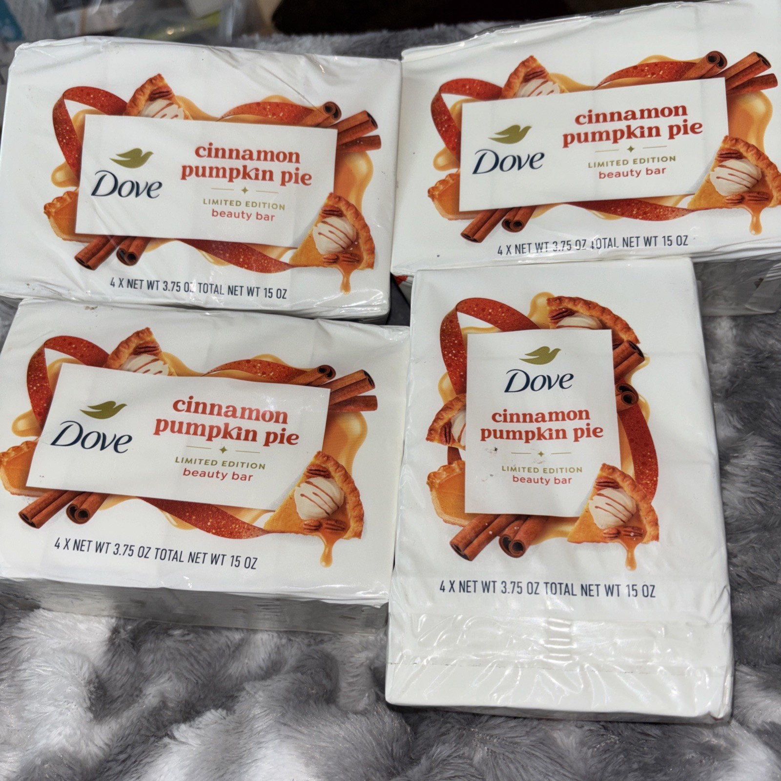4 Pk (16bars) Dove Cinnamon Pumpkin Pie Beauty Bar Soap 3.75 oz Limited Edition