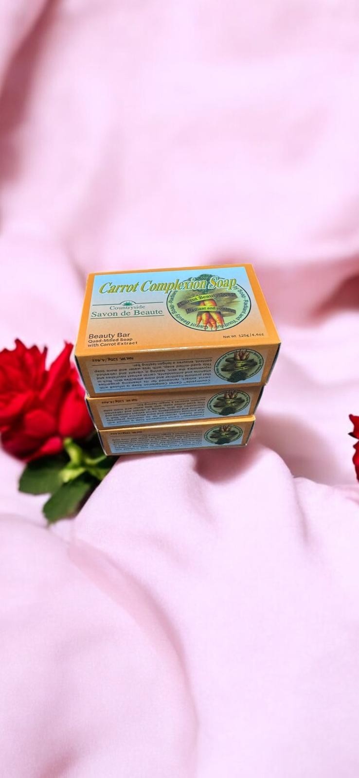 3-Pack CARROT COMPLEXION SOAP BEAUTY BAR WITH CARROT OIL 125g (each)